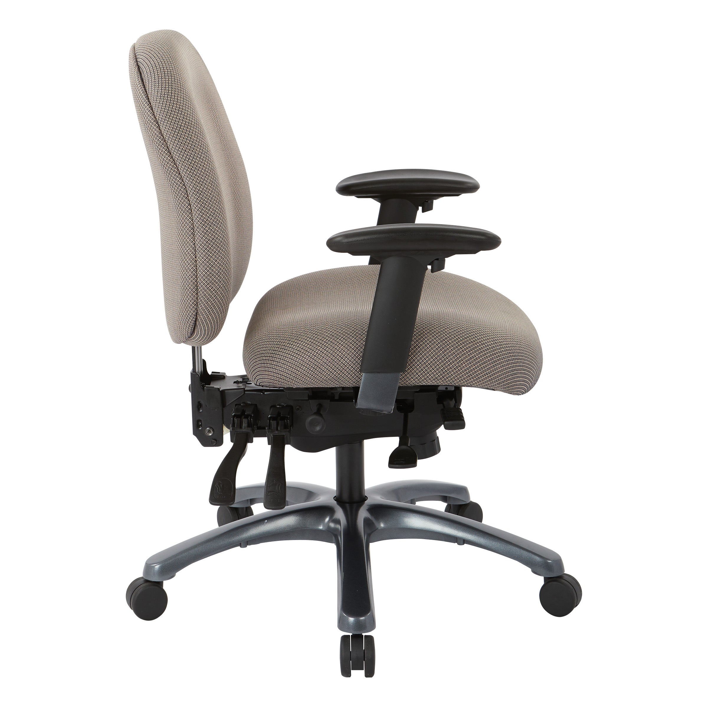 Multi-Function Mid Back Chair with Seat Slider and Titanium Finish Base